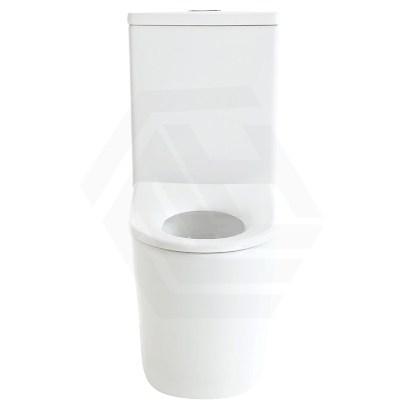 Fienza 600x335x755mm Isabella Junior Rimless Tornado Flush Back to Wall Toilet Suite with Gloss White/Black Seat