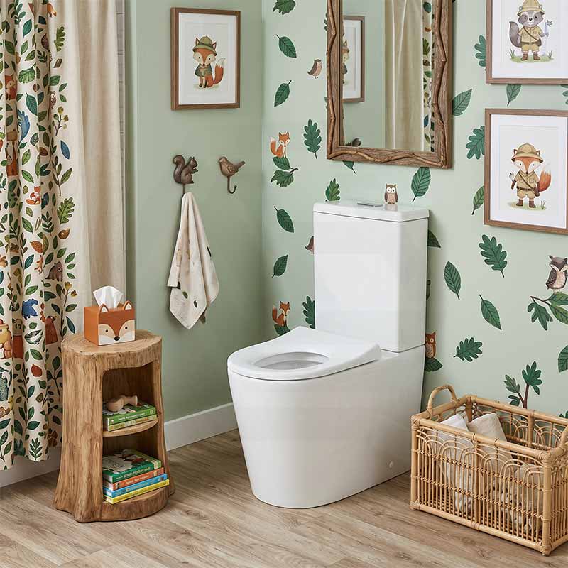 Fienza Isabella Junior Rimless Tornado Flush Back to Wall Toilet Suite  Anti-Vandal Kit Available 600x335x755mm - Variant Colour Seat