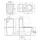 Fienza 600x335x755mm Isabella Junior Rimless Tornado Flush Back to Wall Toilet Suite with Gloss White/Black Seat