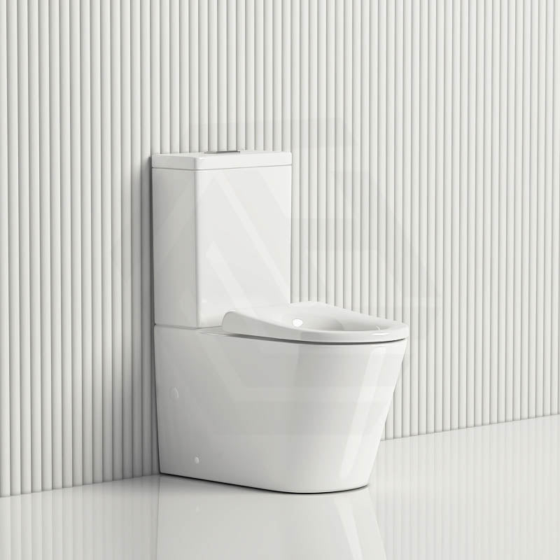 Fienza 600x335x755mm Isabella Junior Rimless Tornado Flush Back to Wall Toilet Suite with White/Black Seat & Anti-Vandal Kit Available