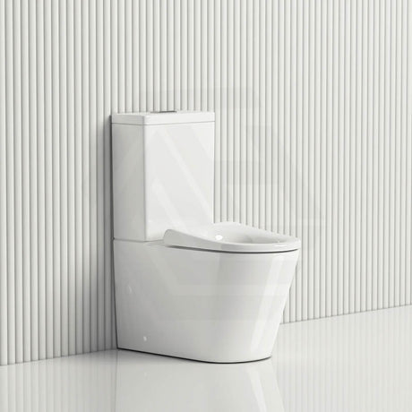 Fienza 600x335x755mm Isabella Junior Rimless Tornado Flush Back to Wall Toilet Suite with White/Black Seat & Anti-Vandal Kit Available