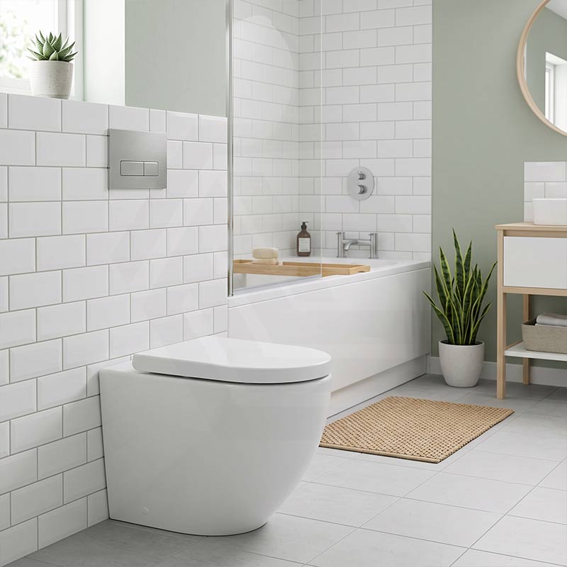 Fienza Alix Extra Height Rimless Wall-Faced Toilet Pan with Slim Seat Option 571x368x465/472mm - Gloss White