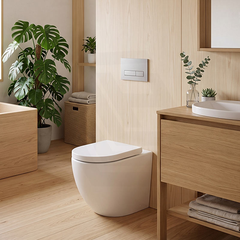 Fienza Alix Extra Height Rimless Wall-Faced Toilet Pan with Slim Seat Option 571x368x465/472mm - Gloss White
