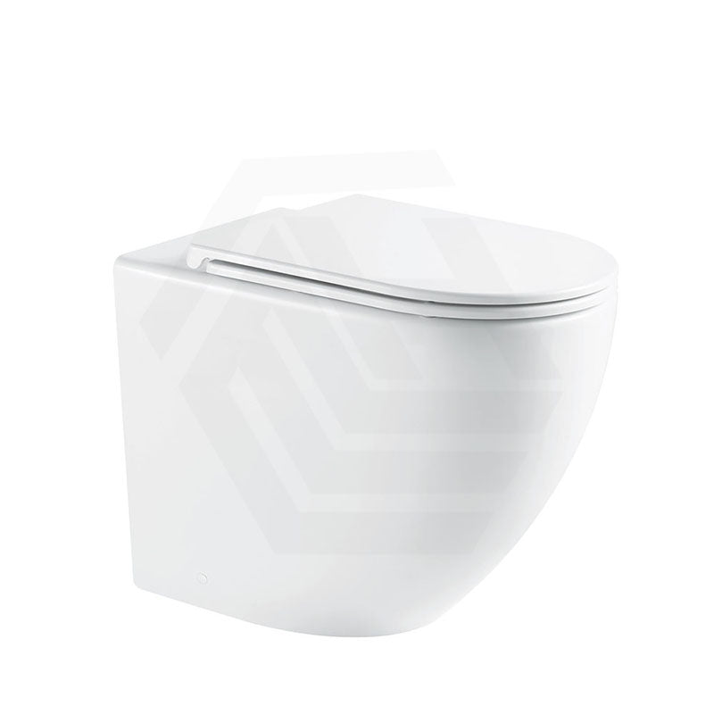Fienza Alix Extra Height Rimless Wall-Faced Toilet Pan with Slim Seat Option 571x368x465/472mm - Gloss White