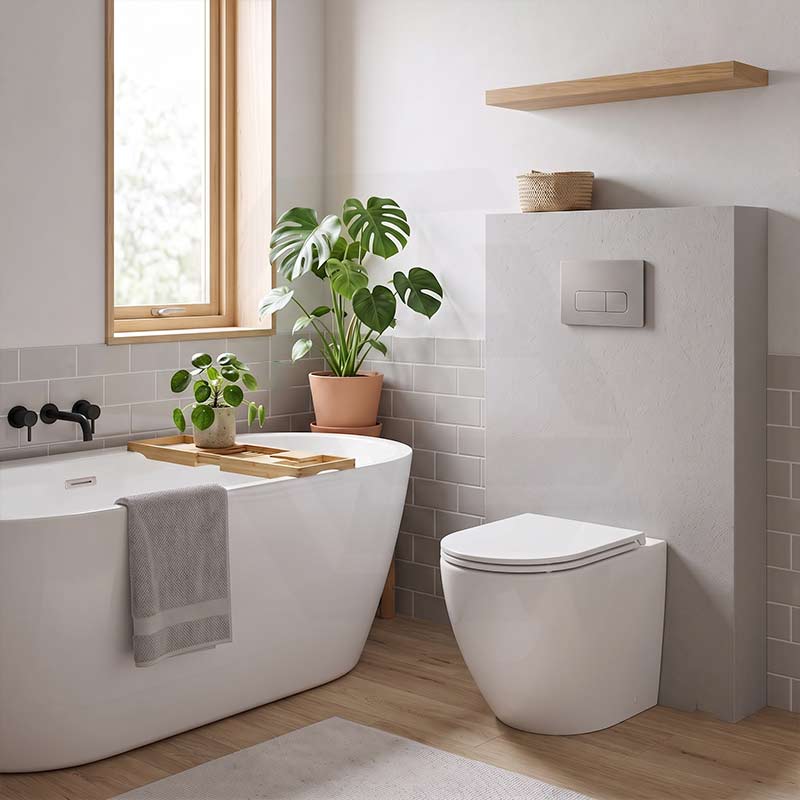 Fienza Alix Extra Height Rimless Wall-Faced Toilet Pan with Slim Seat Option 571x368x465/472mm - Gloss White