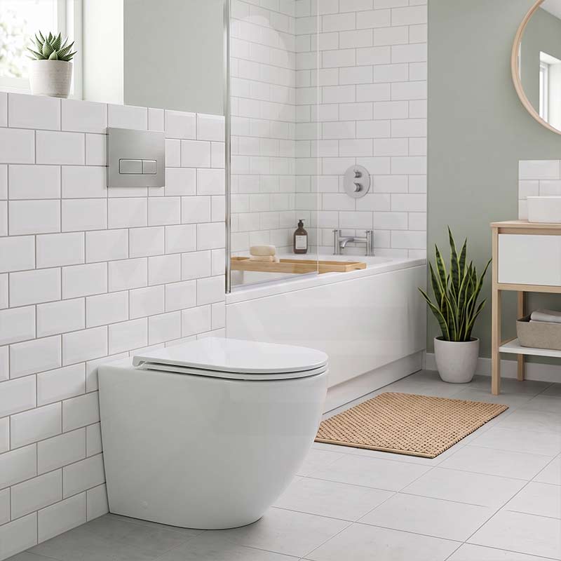 Fienza Alix Extra Height Rimless Wall-Faced Toilet Pan with Slim Seat Option 571x368x465/472mm - Gloss White
