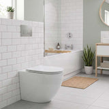 Fienza Alix Extra Height Rimless Wall-Faced Toilet Pan with Slim Seat Option 571x368x465/472mm - Gloss White