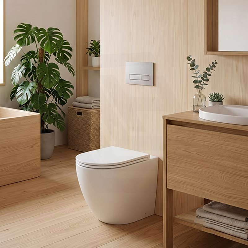 Fienza Alix Extra Height Rimless Wall-Faced Toilet Pan with Slim Seat Option 571x368x465/472mm - Gloss White