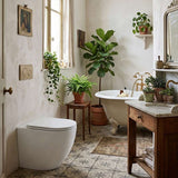 Fienza Alix Extra Height Rimless Wall-Faced Toilet Pan with Slim Seat Option 571x368x465/472mm - Gloss White