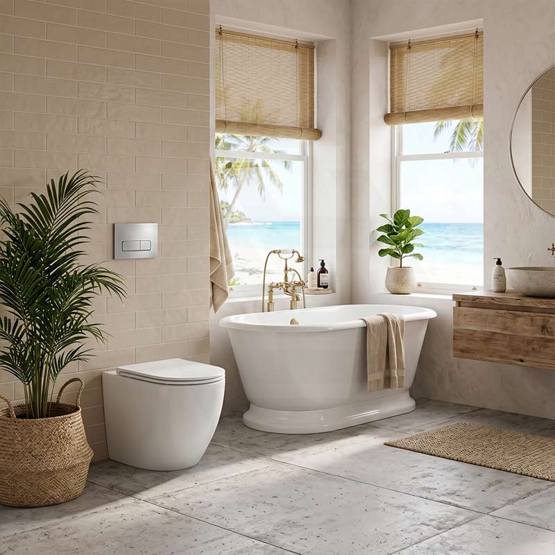 Fienza Alix Extra Height Rimless Wall-Faced Toilet Pan with Slim Seat Option 571x368x465/472mm - Gloss White