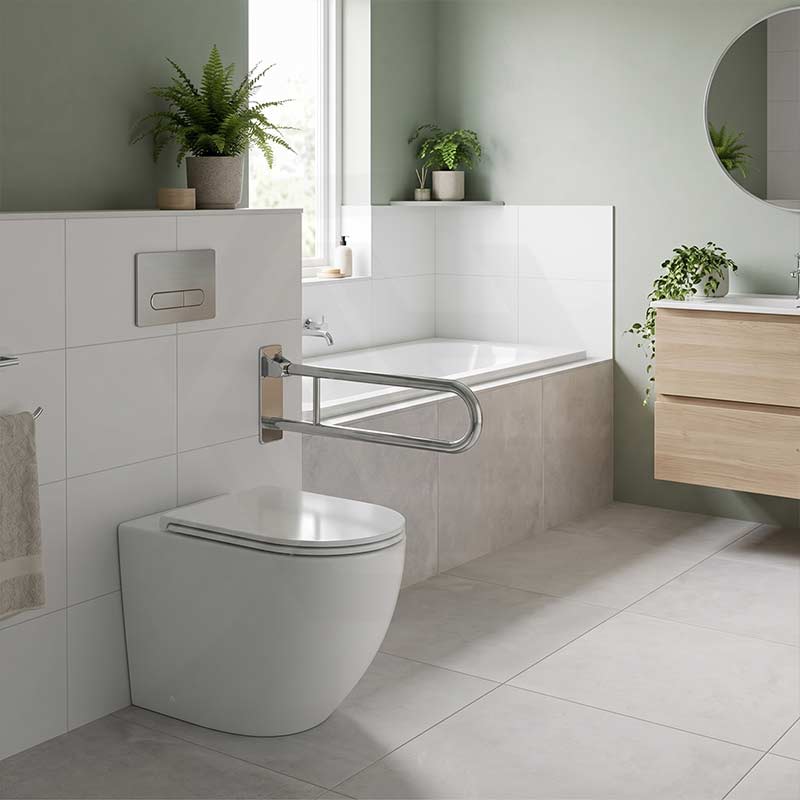 Fienza Alix Ambulant Rimless Wall-Faced Toilet Pan with Slim Seat Option 571x368x465/472mm - Gloss White