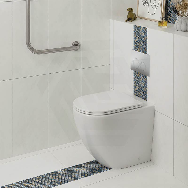 Fienza Alix Extra Height Rimless Wall-Faced Toilet Pan with Slim Seat Option 571x368x465/472mm - Gloss White