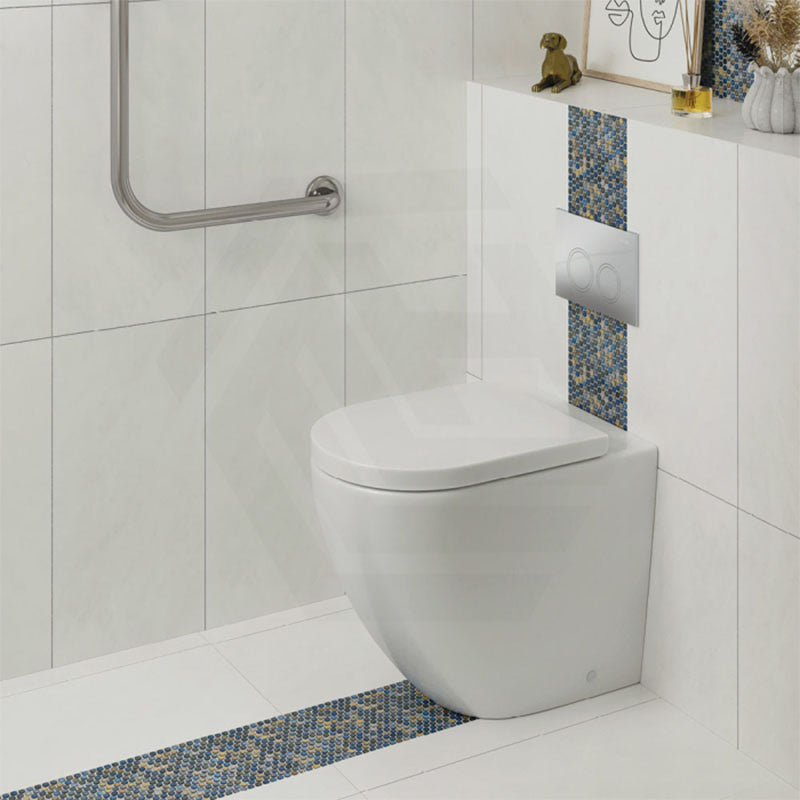 Fienza Alix Extra Height Rimless Wall-Faced Toilet Pan with Slim Seat Option 571x368x465/472mm - Gloss White