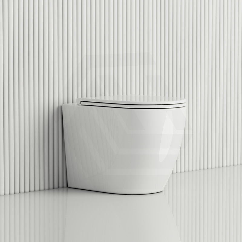 Fienza Alix Ambulant Rimless Wall-Faced Toilet Pan with Slim Seat Option 571x368x465/472mm - Gloss White