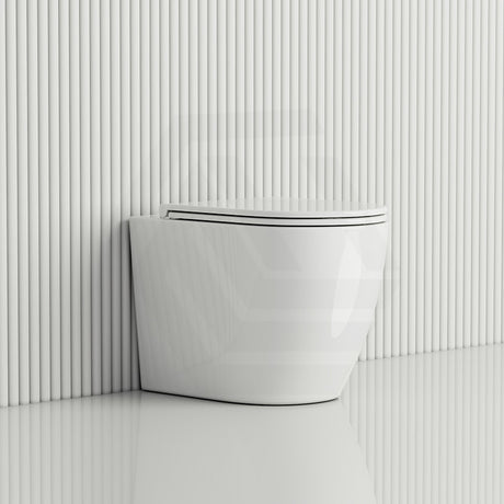 Fienza Alix Extra Height Rimless Wall-Faced Toilet Pan with Slim Seat Option 571x368x465/472mm - Gloss White