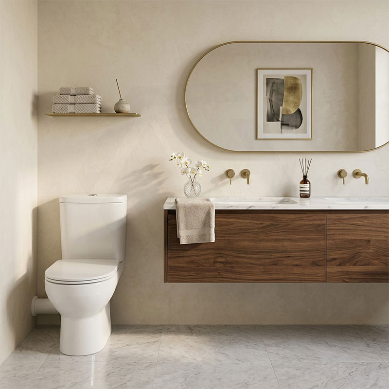 Fienza Petra Rimless Tornado Close-Coupled Toilet Suite with Left/Right Skew Trap 665x355x780mm - Gloss White