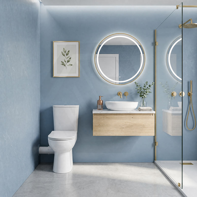 Fienza Petra Rimless Tornado Close-Coupled Toilet Suite with Left/Right Skew Trap 665x355x780mm - Gloss White