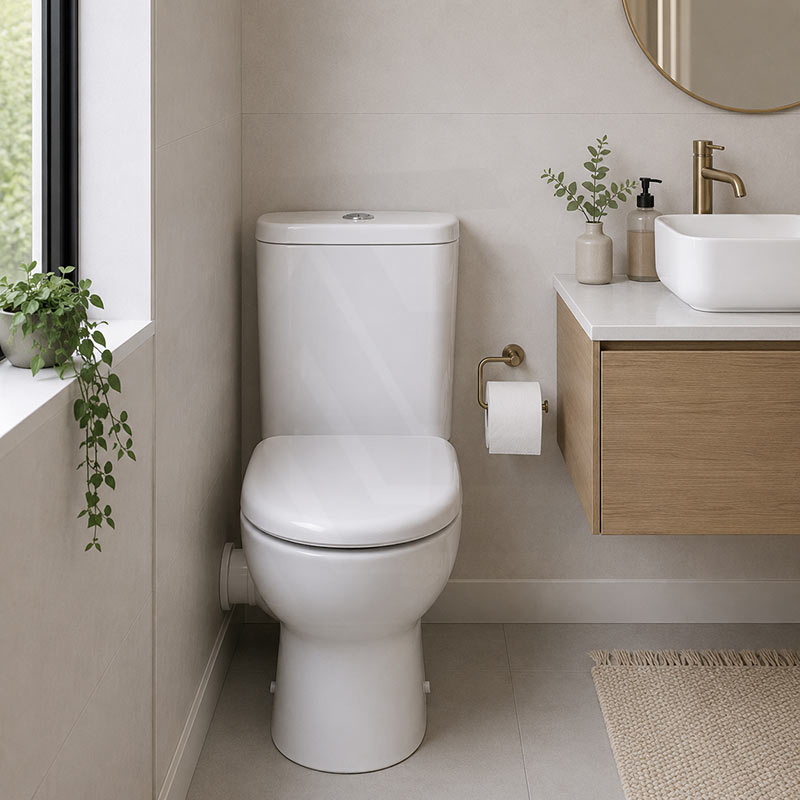Fienza Petra Rimless Tornado Close-Coupled Toilet Suite with Left/Right Skew Trap 665x355x780mm - Gloss White