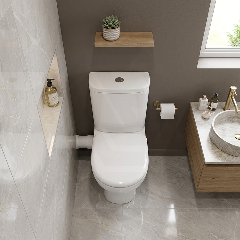 Fienza Petra Rimless Tornado Close-Coupled Toilet Suite with Left/Right Skew Trap 665x355x780mm - Gloss White
