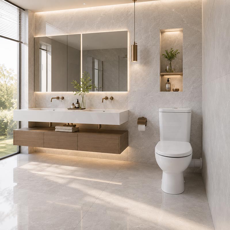 Fienza Petra Rimless Tornado Close-Coupled Toilet Suite with Left/Right Skew Trap 665x355x780mm - Gloss White