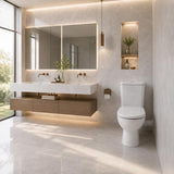 Fienza Petra Rimless Tornado Close-Coupled Toilet Suite with Left/Right Skew Trap 665x355x780mm - Gloss White