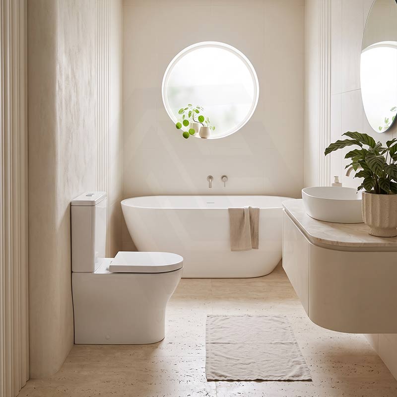 Fienza Tono Tornado Rimless Back to Wall Toilet Suite Slim Seat Available 660x360x885mm - Gloss White
