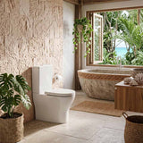 Fienza Tono Tornado Rimless Back to Wall Toilet Suite Slim Seat Available 660x360x885mm - Gloss White