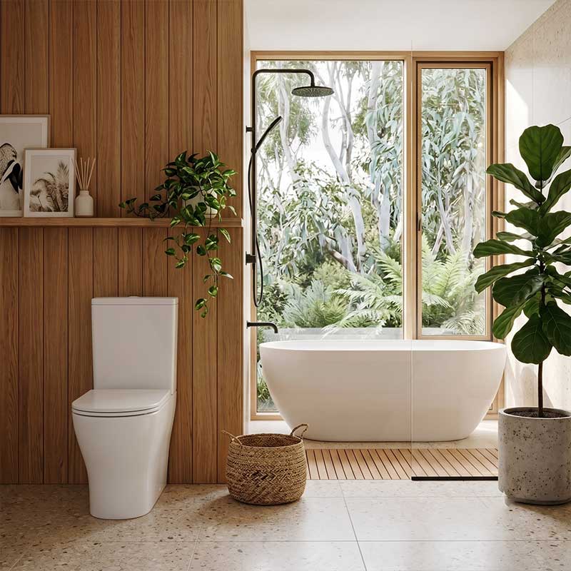 Fienza Tono Tornado Rimless Back to Wall Toilet Suite Slim Seat Available 660x360x885mm - Gloss White