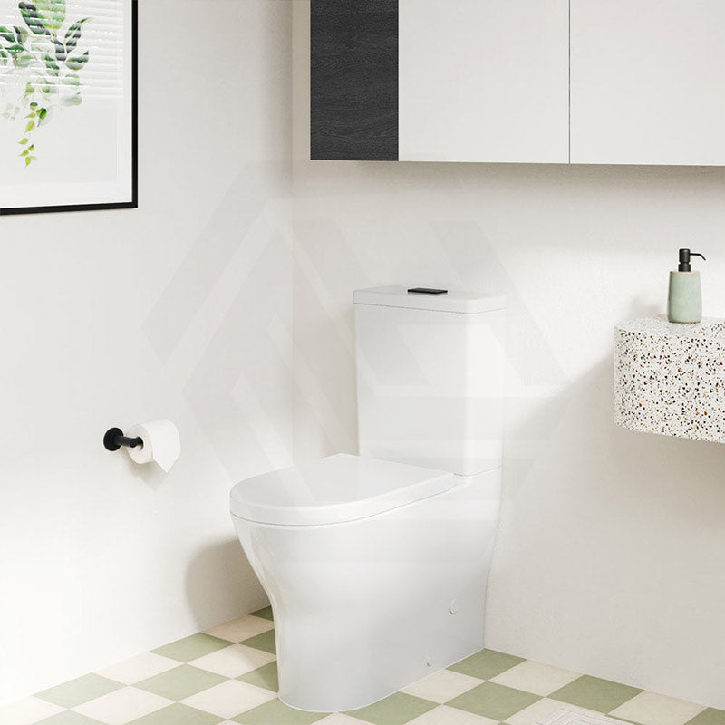 Fienza Tono Tornado Rimless Back to Wall Toilet Suite Slim Seat Available 660x360x885mm - Gloss White