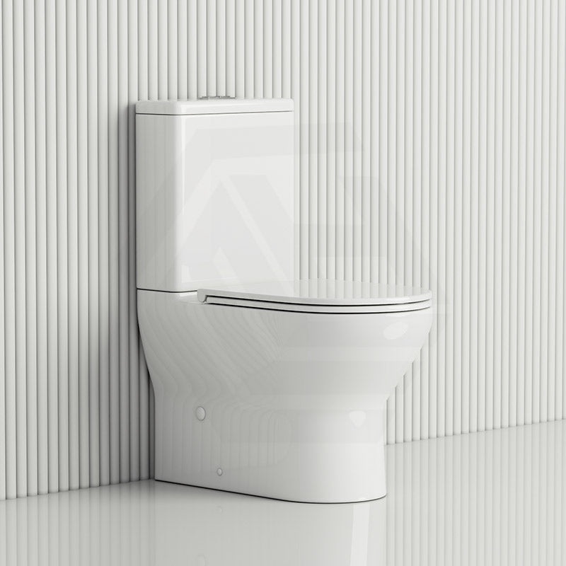 Fienza Tono Tornado Rimless Back to Wall Toilet Suite Slim Seat Available 660x360x885mm - Gloss White