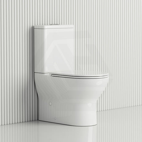 Fienza Tono Tornado Rimless Back to Wall Toilet Suite Slim Seat Available 660x360x885mm - Gloss White
