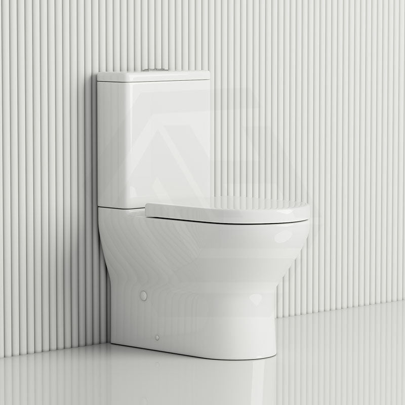 Fienza Tono Tornado Rimless Back to Wall Toilet Suite Slim Seat Available 660x360x885mm - Gloss White