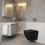 Fienza Koko Tornado Rimless Wall Hung Toilet Pan Only with Slim Seat 490x365x350mm - Matt Black/Matt White