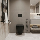 Fienza Koko Tornado Rimless Wall Hung Toilet Pan Only with Slim Seat 490x365x350mm - Matt Black/Matt White