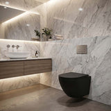 Fienza Koko Tornado Rimless Wall Hung Toilet Pan Only with Slim Seat 490x365x350mm - Matt Black/Matt White