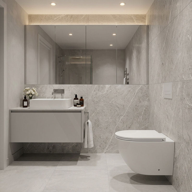 Fienza Koko Tornado Rimless Wall Hung Toilet Pan Only with Slim Seat 490x365x350mm - Matt Black/Matt White