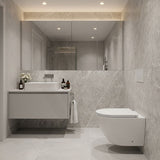 Fienza Koko Tornado Rimless Wall Hung Toilet Pan Only with Slim Seat 490x365x350mm - Matt Black/Matt White