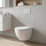 Fienza Koko Tornado Rimless Wall Hung Toilet Pan Only with Slim Seat 490x365x350mm - Matt Black/Matt White