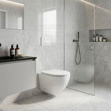 Fienza Koko Tornado Rimless Wall Hung Toilet Pan Only with Slim Seat 490x365x350mm - Matt Black/Matt White