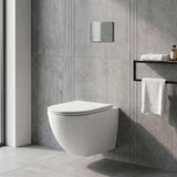 Fienza Koko Tornado Rimless Wall Hung Toilet Pan Only with Slim Seat 490x365x350mm - Matt Black/Matt White