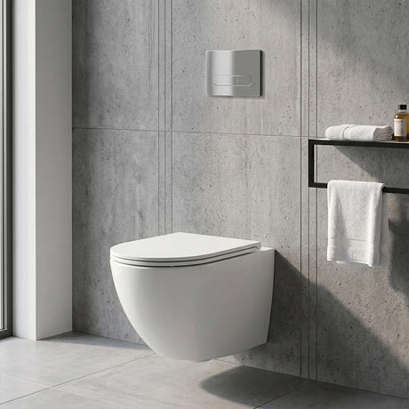 Fienza Koko Tornado Rimless Wall Hung Toilet Pan Only with Slim Seat 490x365x350mm - Variant Colour