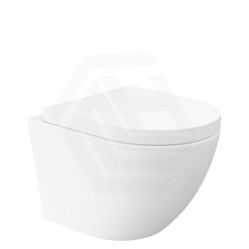 Fienza Koko Rimless Tornado Flush Wall Hung Toilet Pan Only 490x365x365mm - Gloss White/Matt White