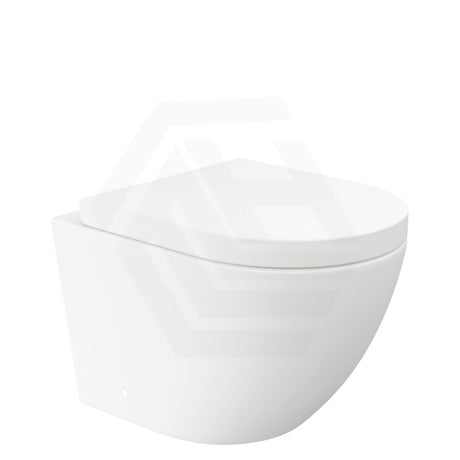 Fienza Koko Rimless Tornado Flush Wall Hung Toilet Pan Only 490x365x365mm - Gloss White/Matt White