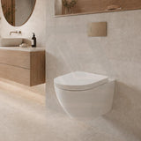Fienza Koko Rimless Tornado Flush Wall Hung Toilet Pan Only 490x365x365mm - Gloss White/Matt White