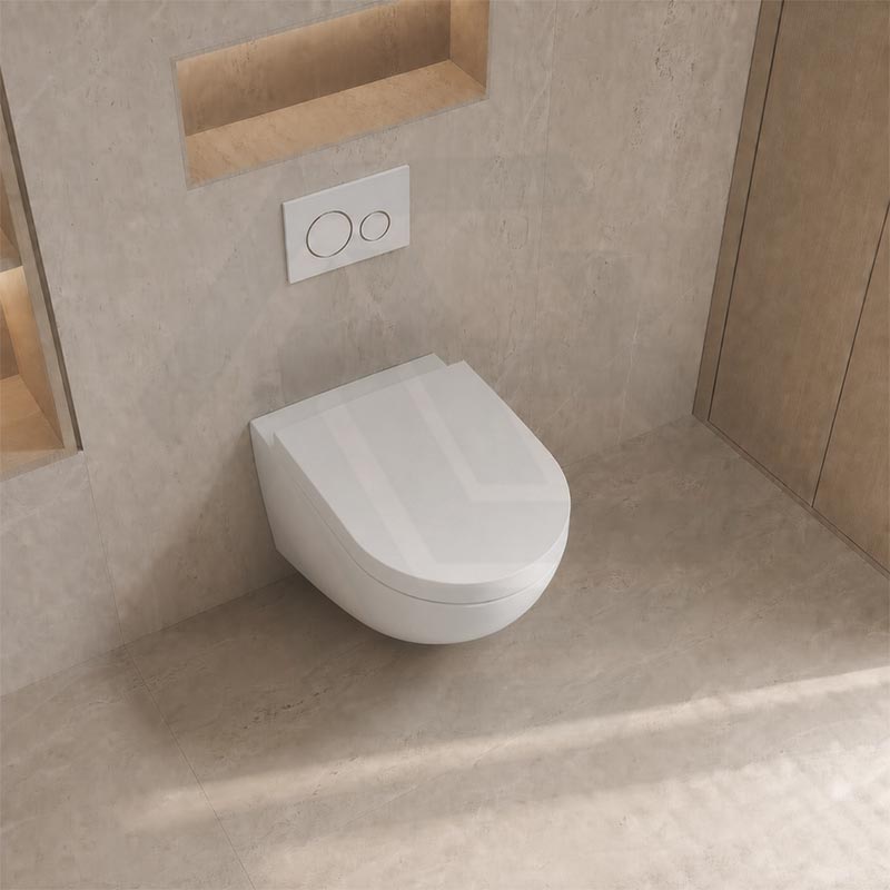 Fienza Koko Rimless Tornado Flush Wall Hung Toilet Pan Only 490x365x365mm - Gloss White/Matt White