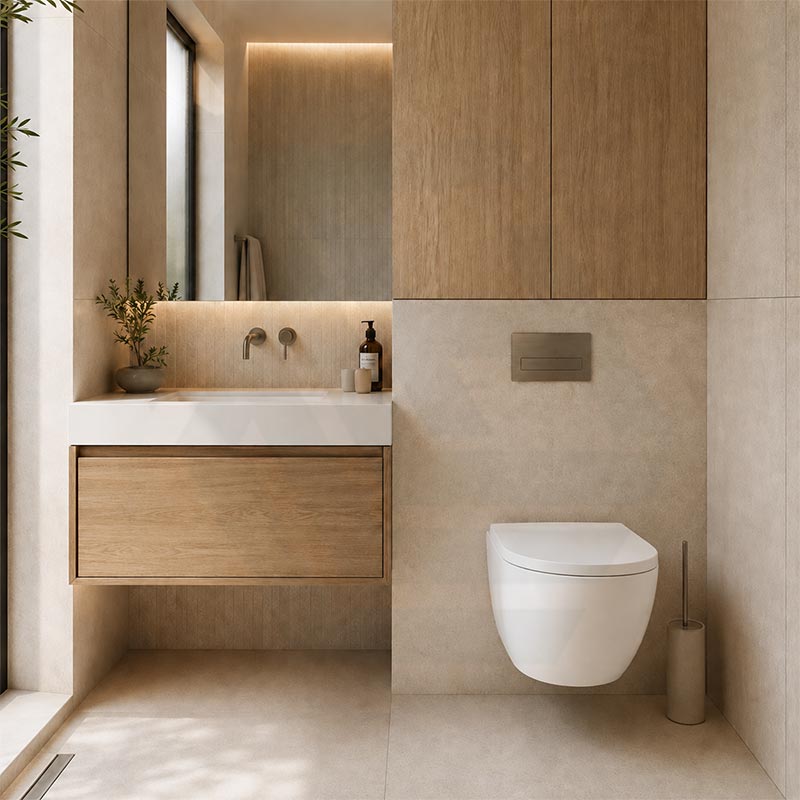 Fienza Koko Rimless Tornado Flush Wall Hung Toilet Pan Only 490x365x365mm - Gloss White/Matt White