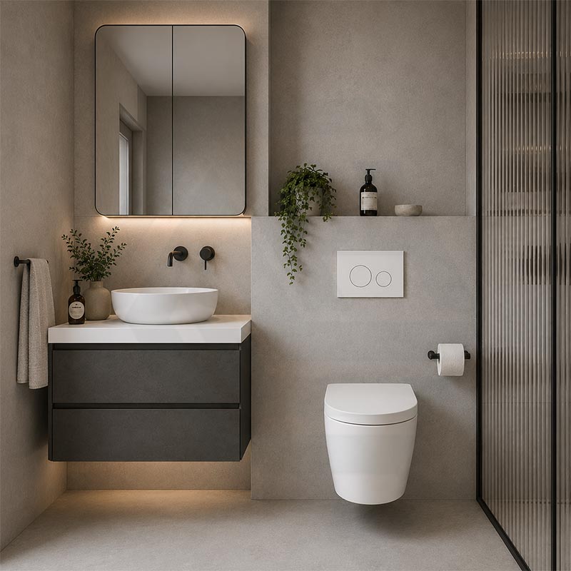 Fienza Koko Rimless Tornado Flush Wall Hung Toilet Pan Only 490x365x365mm - Gloss White/Matt White