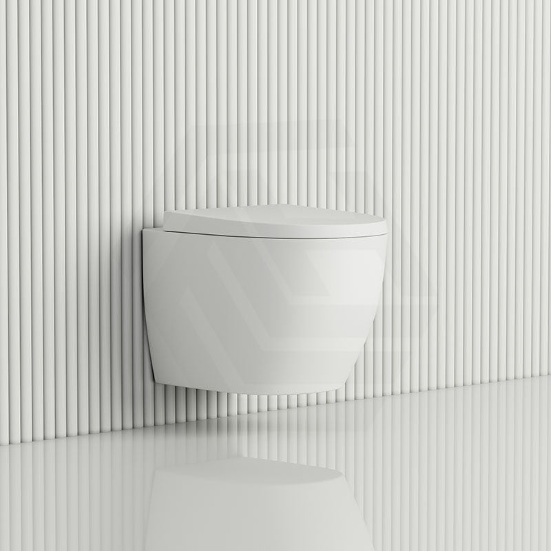 Fienza Koko Rimless Tornado Flush Wall Hung Toilet Pan Only 490x365x365mm - Gloss White/Matt White