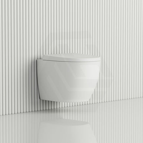 Fienza Koko Rimless Tornado Flush Wall Hung Toilet Pan Only 490x365x365mm - Gloss White/Matt White