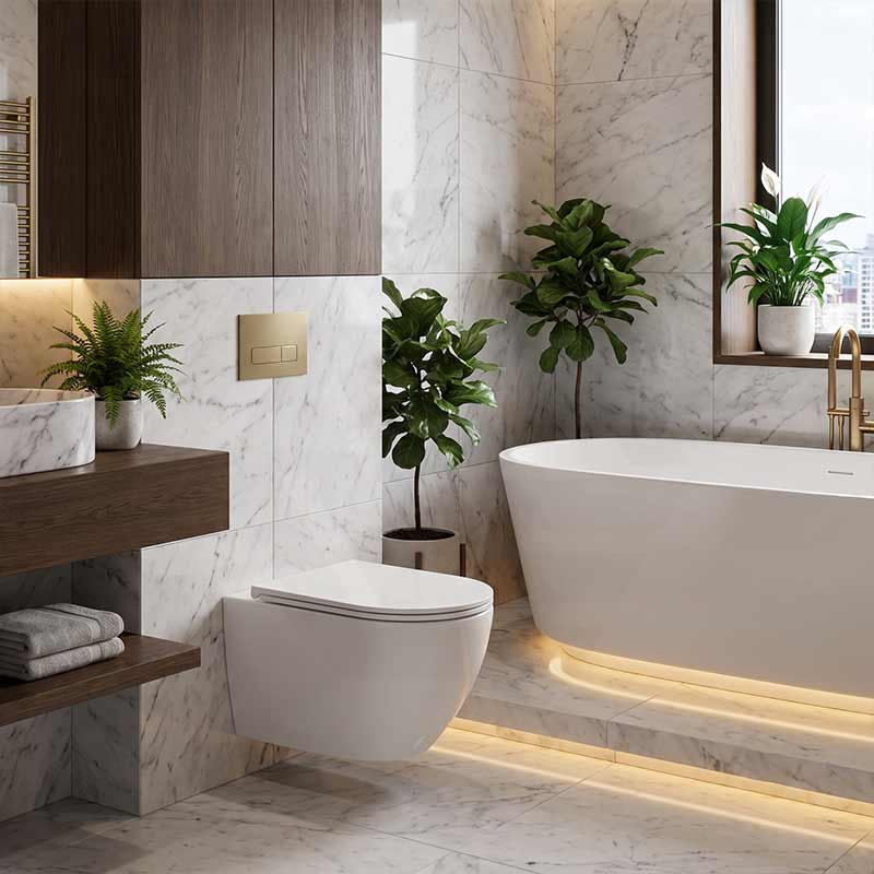 Fienza Koko Tornado Rimless Wall Hung Toilet Pan Only with Slim Seat 490x365x350mm - Variant Colour